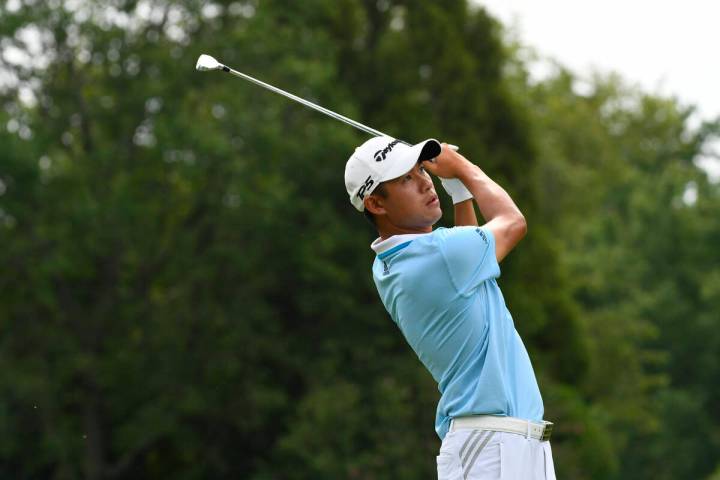 Collin Morikawa hits during the second round in the World Golf Championship-FedEx St. Jude Invi ...