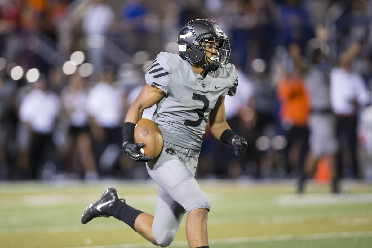 Bishop Gorman's Jalen Nailor (3) runs for a touchdown against DeMatha Catholic in their footbal ...