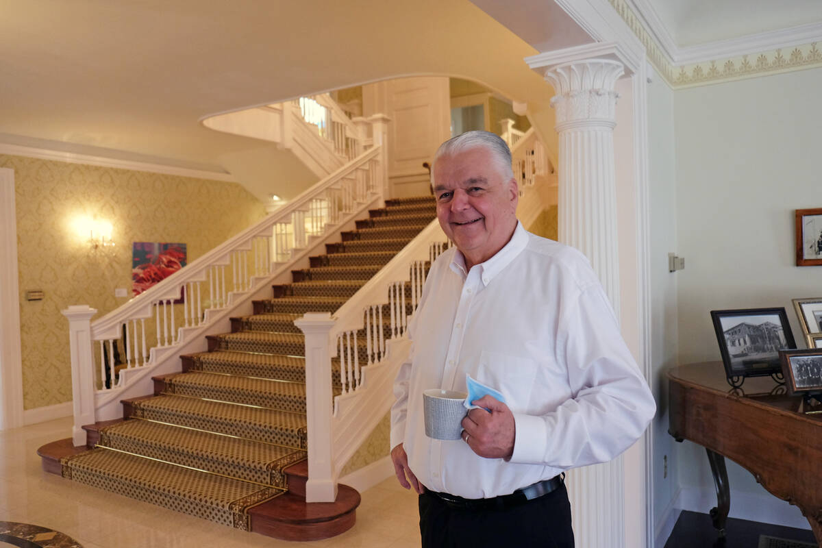 Nevada Gov. Steve Sisolak gave a reporter a tour of the governor's mansion in Carson City Wedne ...