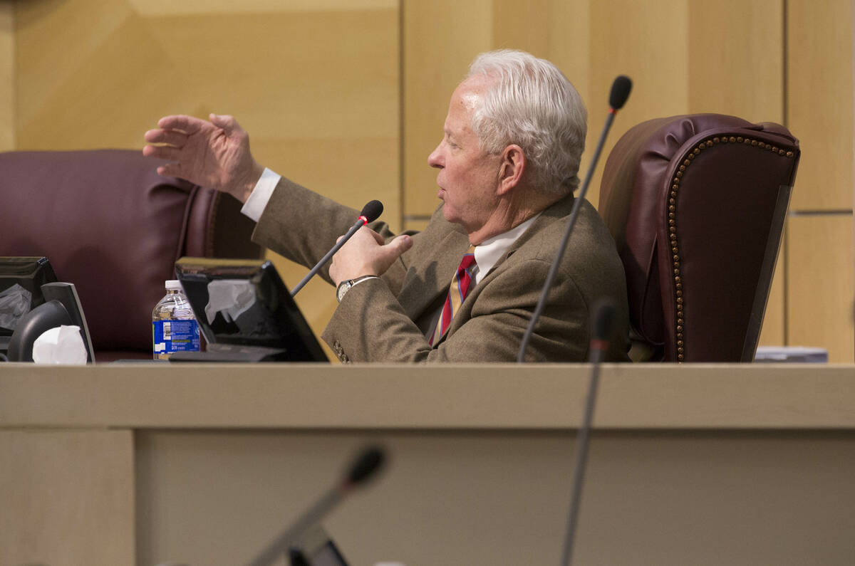 Councilman Dan Stewart ask questions regarding the moratorium on recreational marijuana on Tues ...