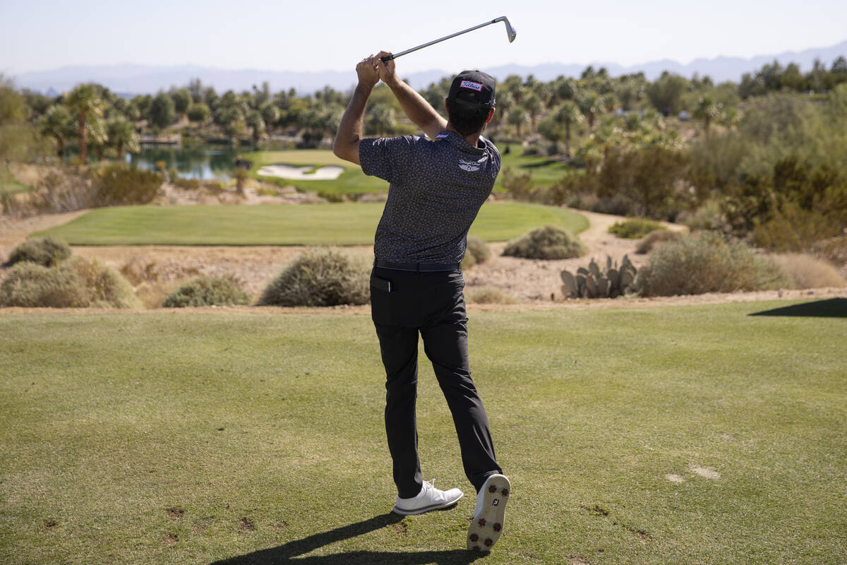 Robert Streb hits the ball from the 11th tee box during the first round of the CJ Cup golf tour ...