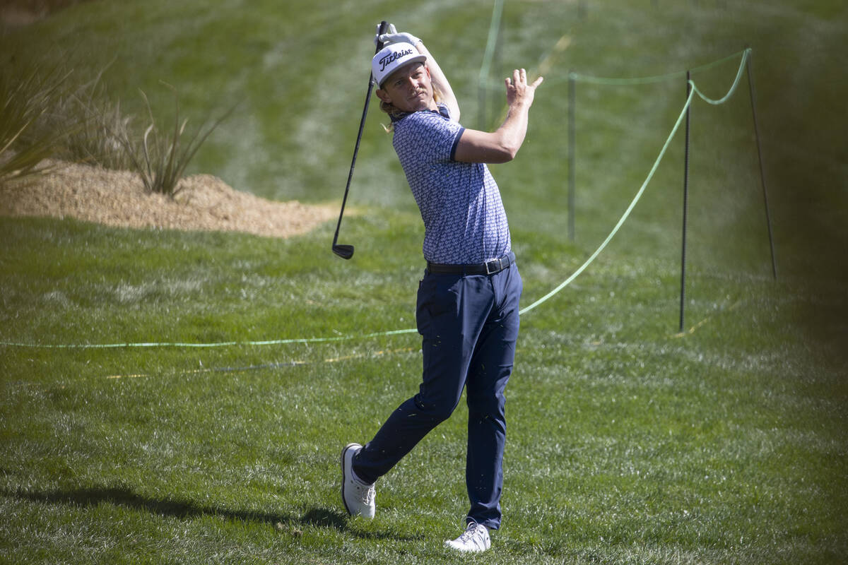 Cameron Smith hits the ball from the 14th fairway during the first round of the CJ Cup golf tou ...