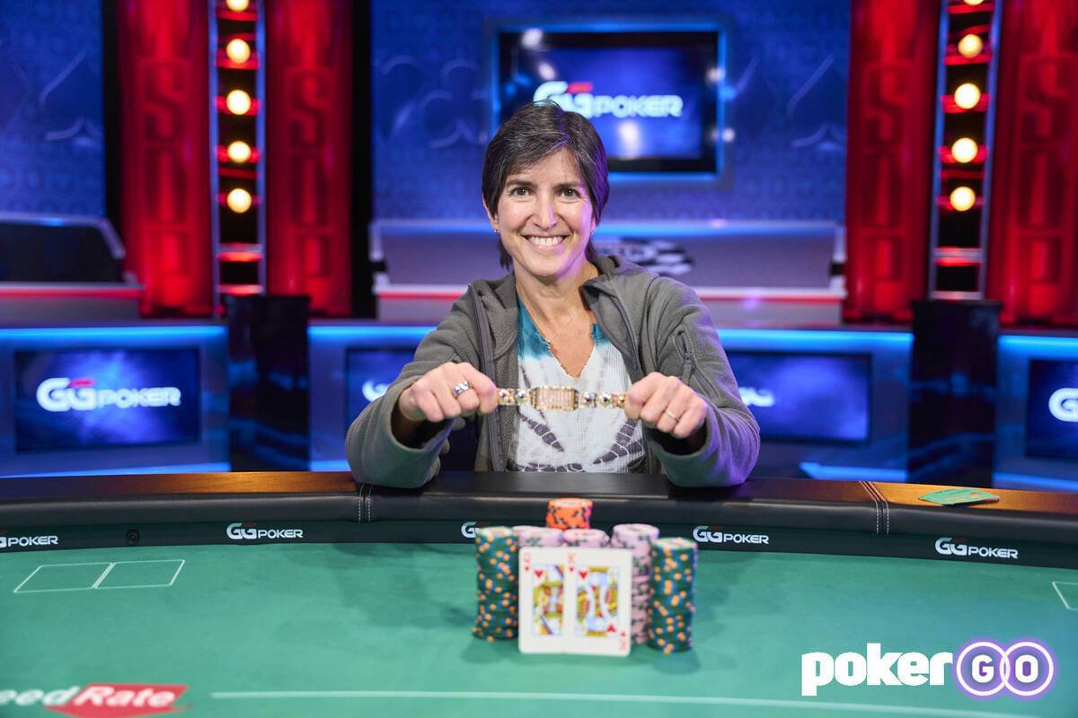 Lara Eisenberg after winning the $1,000 buy-in Ladies No-limit Hold'em Championship at the Worl ...