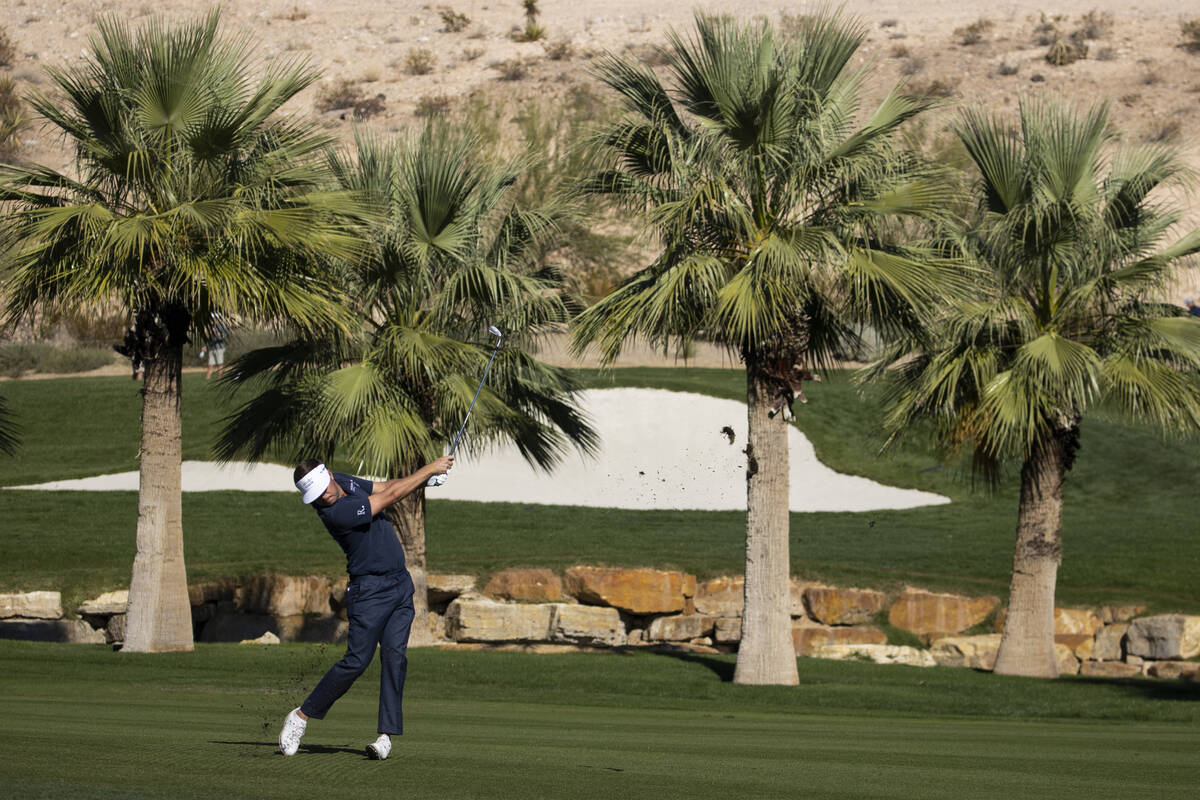 Keith Mitchell hits the ball from the ninth fairway during the second round of the CJ Cup golf ...