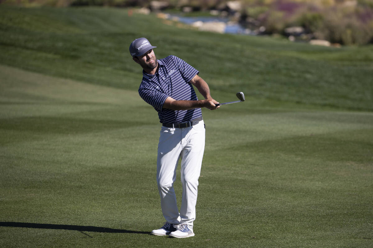 Robert Streb hits the ball from the 12th fairway during the third round of the CJ Cup golf tour ...