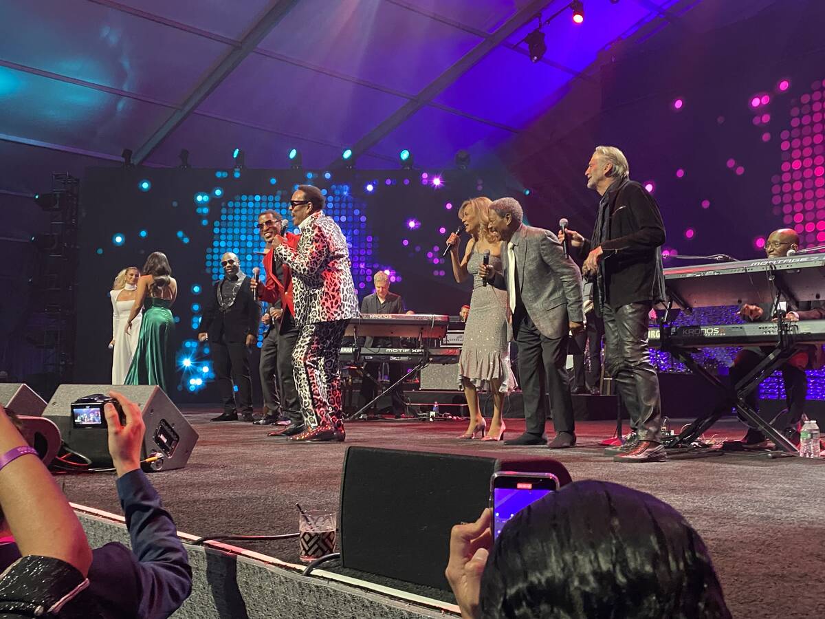 The show-ending performance of "Get Ready" is shown at the 25th Keep Memory Alive gala at Resor ...