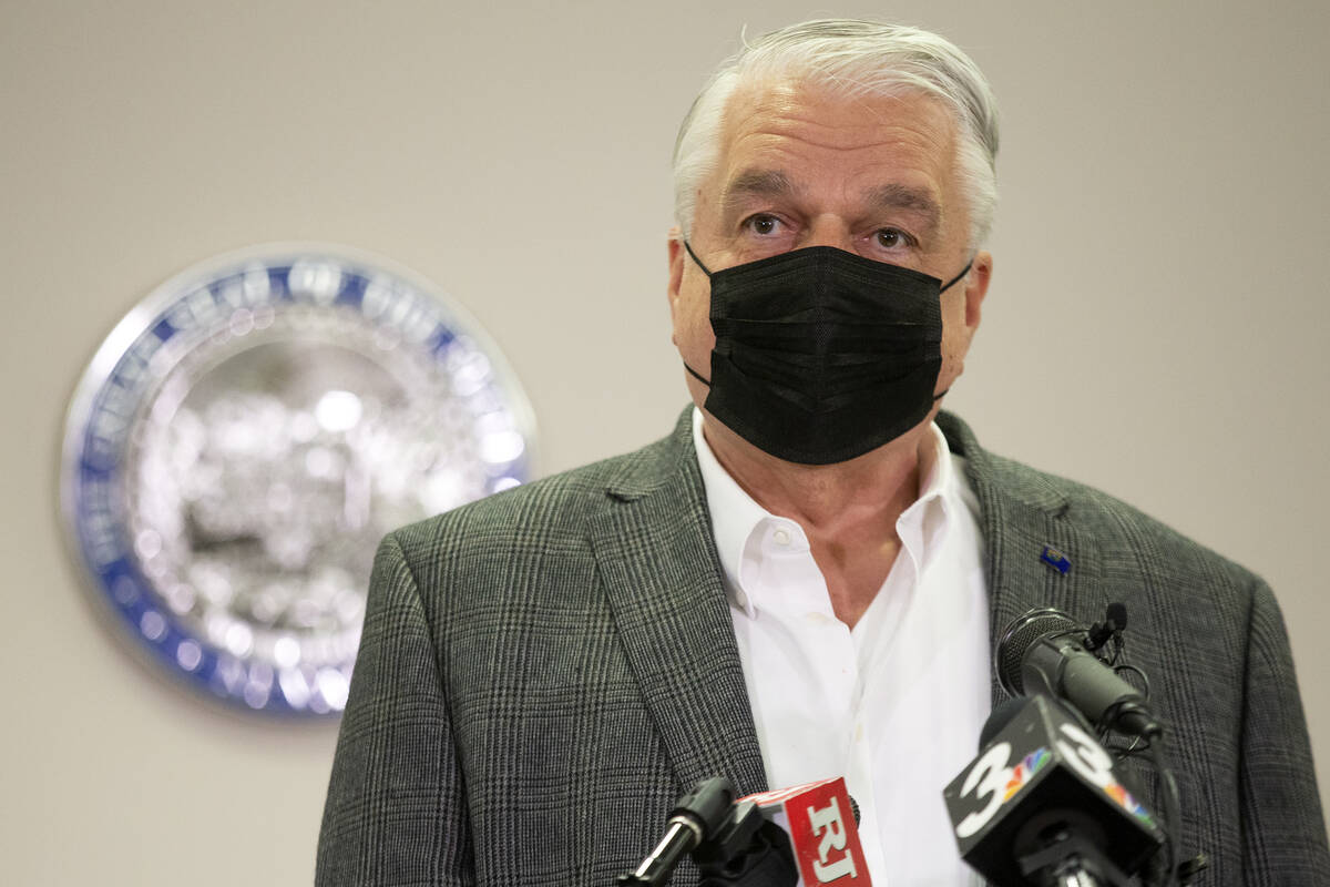Gov. Steve Sisolak gives an update on Nevada's vaccination efforts at the Grant Sawyer State Of ...