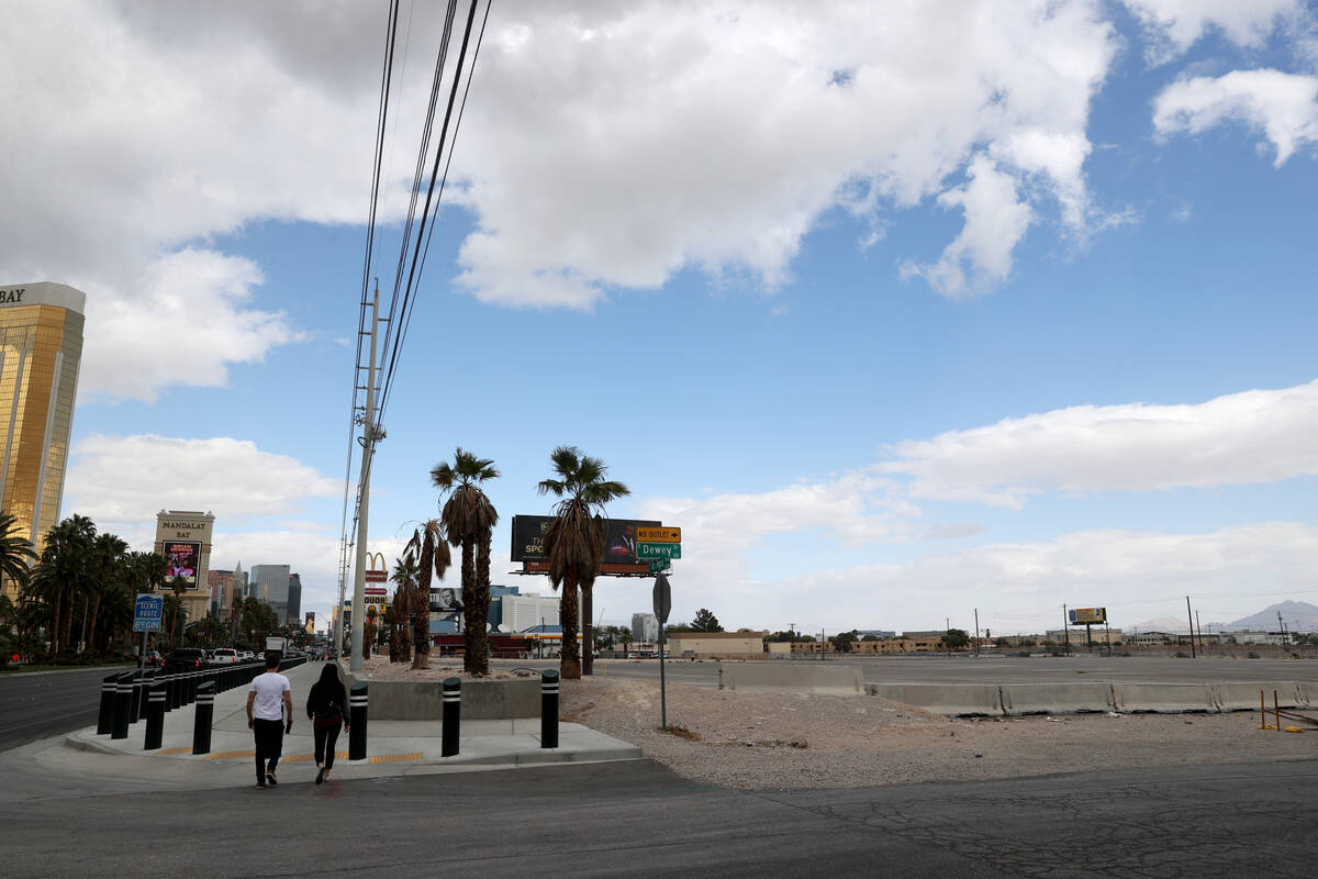 Vacant land, right, adjacent to McCarran International Airport at Las Vegas Boulevard and Dewey ...