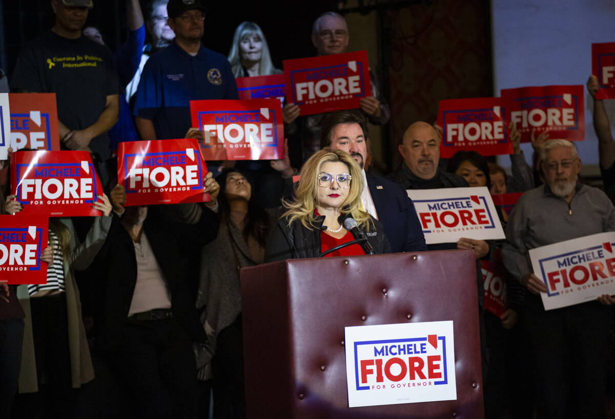 Las Vegas Councilwoman Michele Fiore announces her gubernatorial campaign at the Italian Americ ...