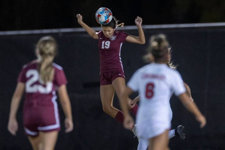 Desert Oasis plays Coronado in the second half during a girls high school soccer game on Monday ...