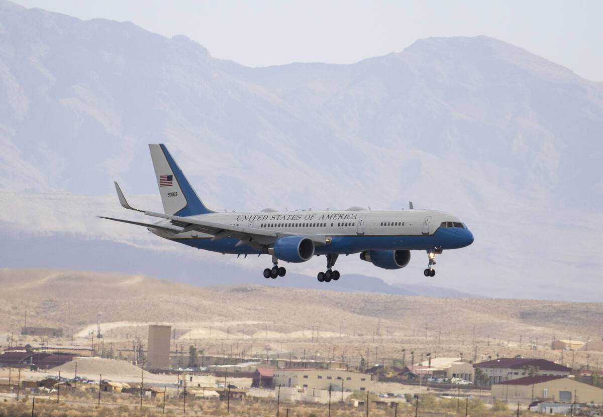 Air Force Two carrying Vice President Kamala Harris and her husband, Douglas Emhoff, prepare to ...