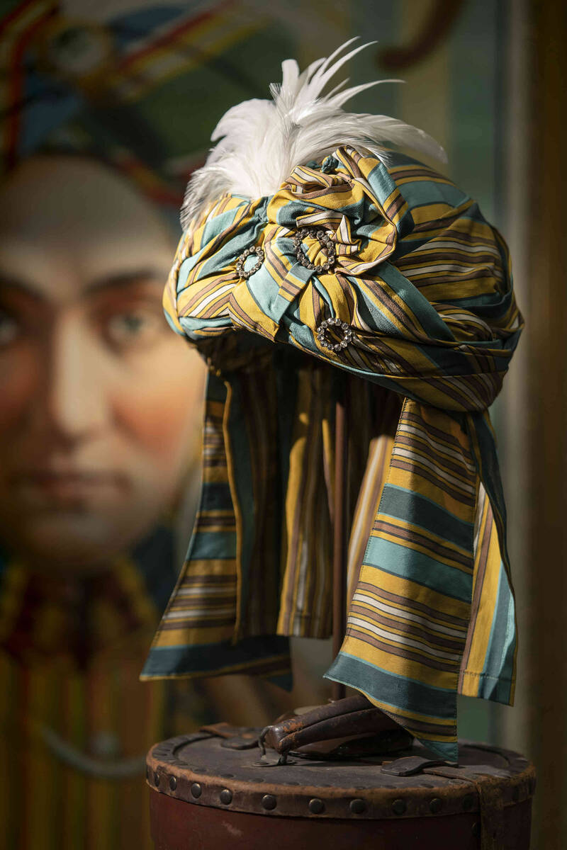 A turban associated with the magician Alexander the Man Who Knows on display at David Copperfie ...