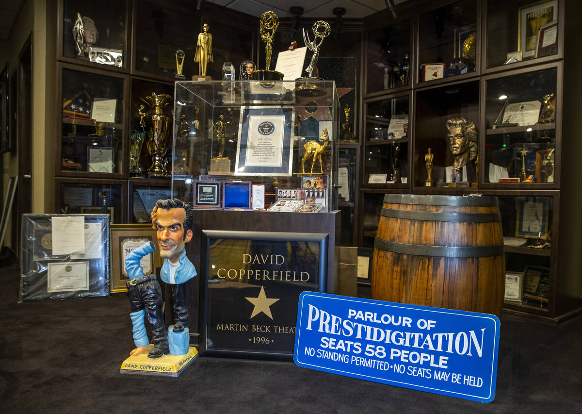 Some of the memorabilia on display in the lobby area at David Copperfield's International Museu ...