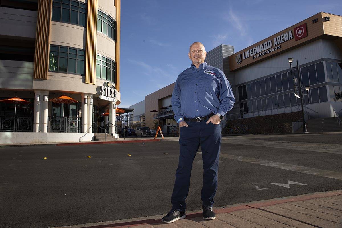 Vernon Van Winkle, president and CEO of KPVM Pahrump, poses for a portrait in front of the buil ...