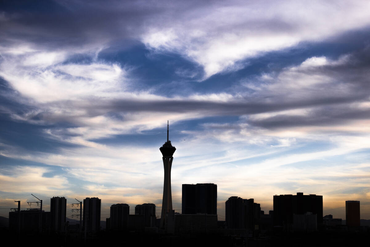 The Strip skyline at dusk on Wednesday, Oct. 20, 2021, in Las Vegas. (Benjamin Hager/Las Vegas ...