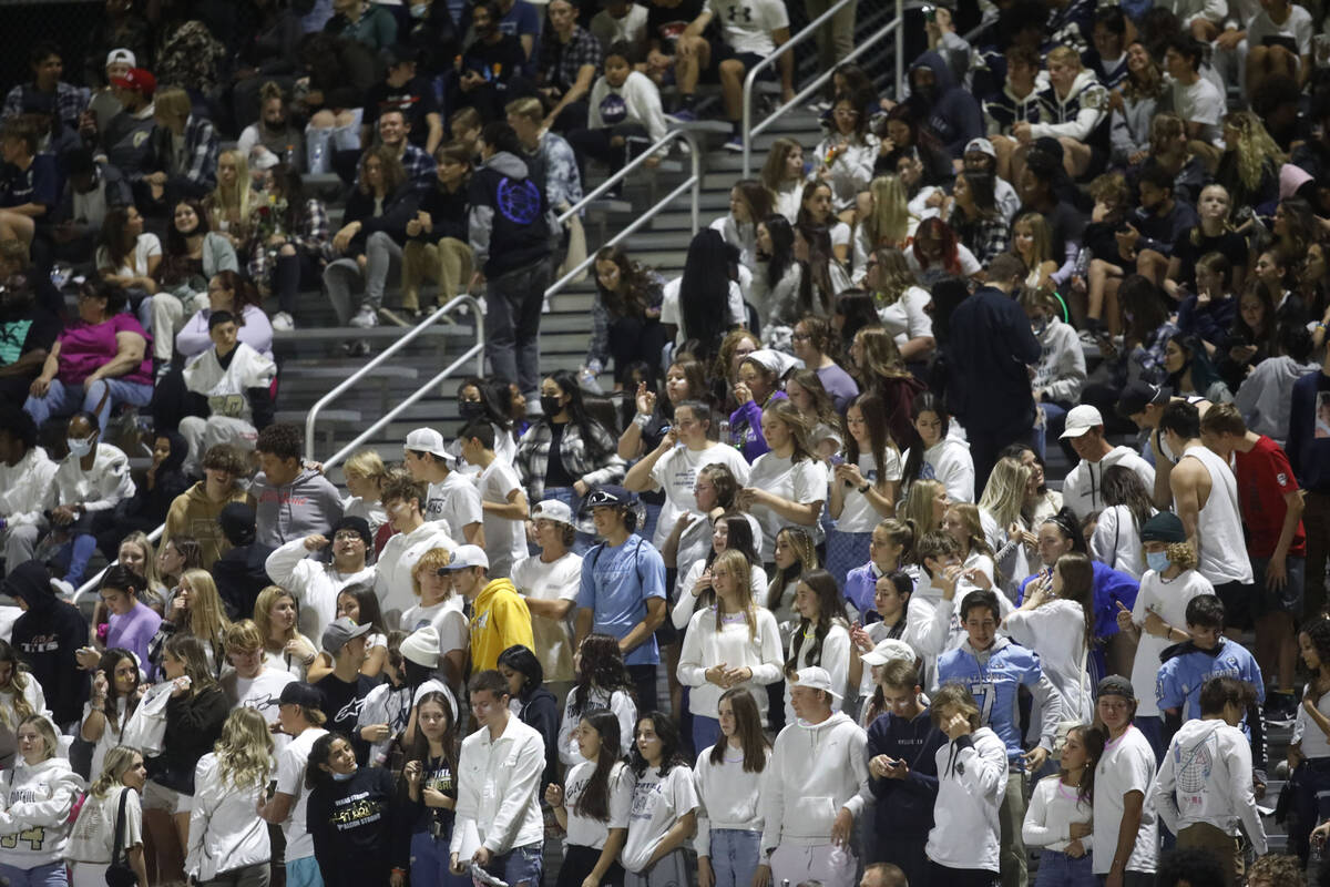 Foothill High School's fans watch a play during the second half of a football game at Foothill ...