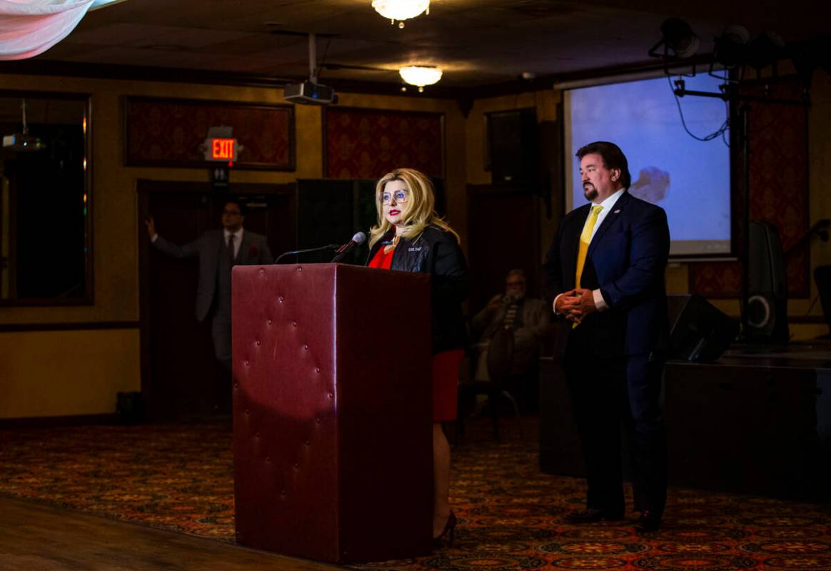 Las Vegas Councilwoman Michele Fiore announces her gubernatorial campaign at the Italian Americ ...