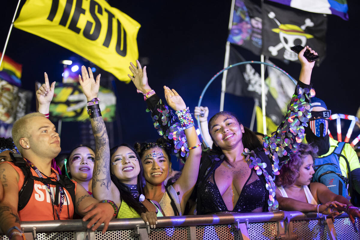 People sing and dance at the Tokyo-style karaoke bar in the downtown EDC area during the final …