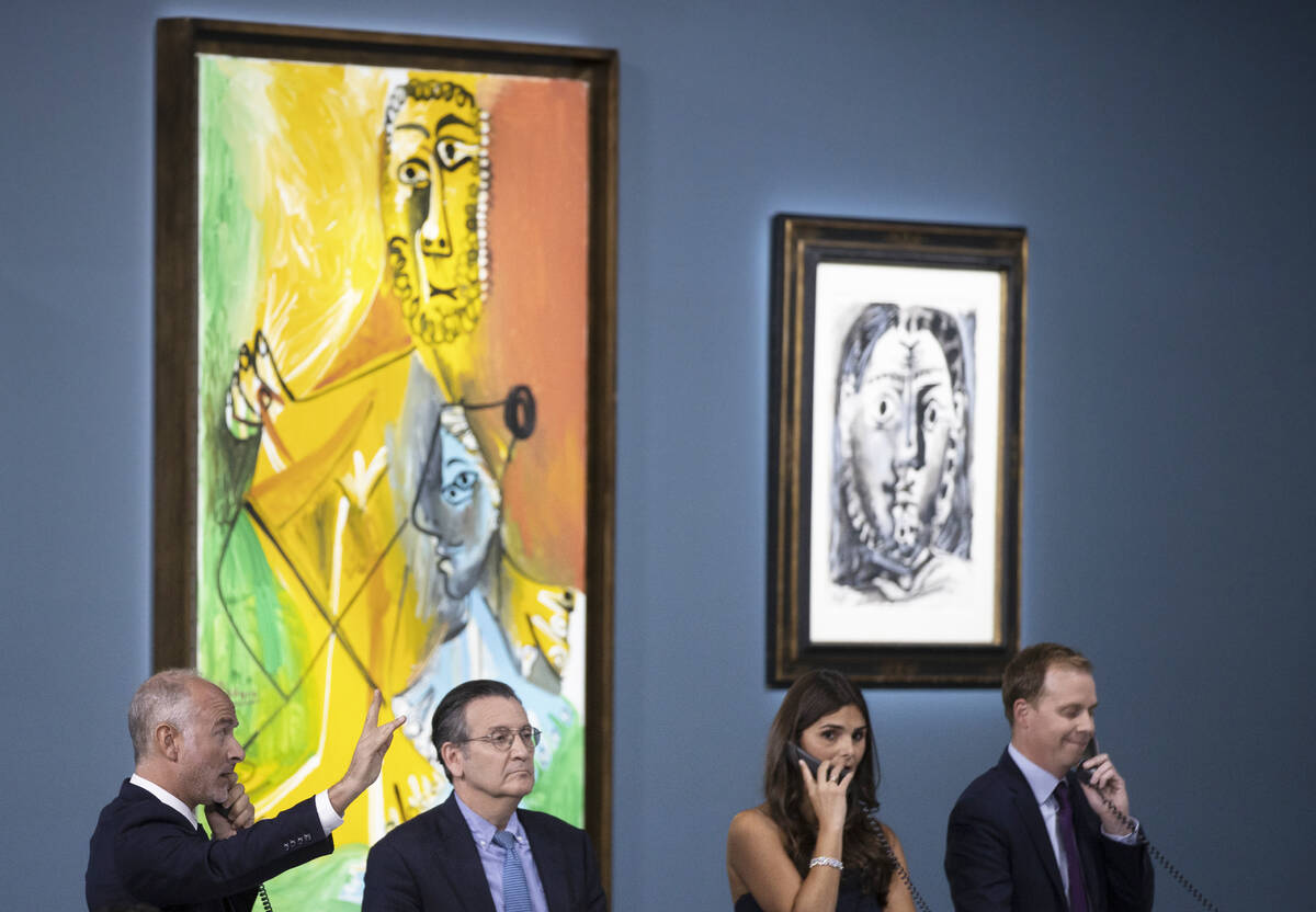 Bids are given during an auction held by Sotheby's featuring eleven of Pablo Picasso’s w ...