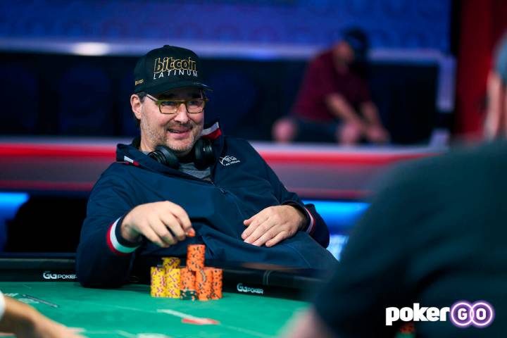 Phil Hellmuth plays in the $10,000 buy-in Dealer's Choice event at the World Series of Poker on ...