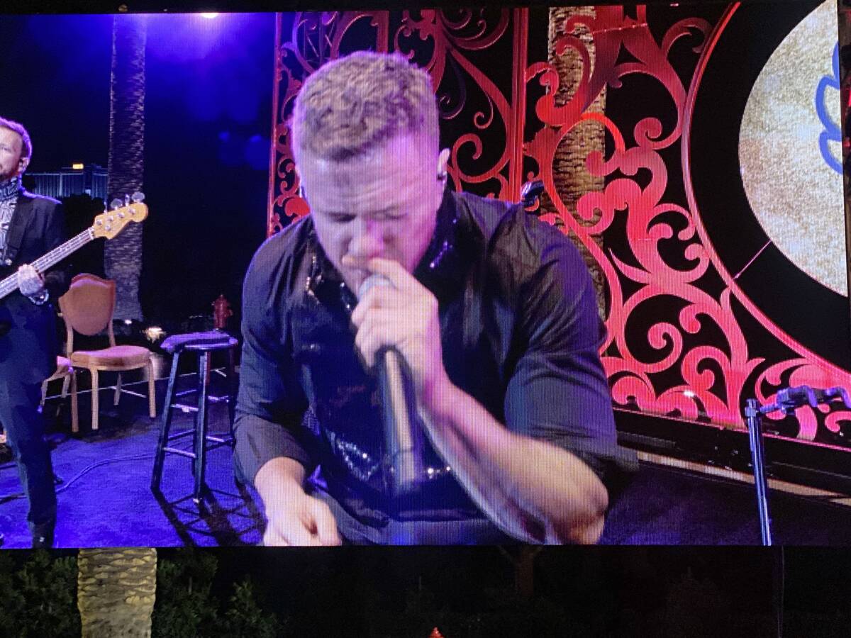 Dan Reynolds is shown performing at the Rise Up Gala for the Tyler Robinson Foundation at Wynn ...