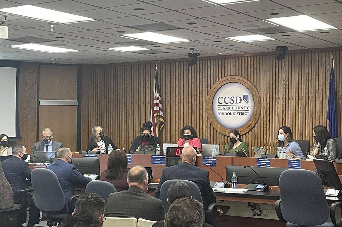 The Clark County School Board meets Thursday, Oct. 14, 2021, at the Greer Education Center in L ...
