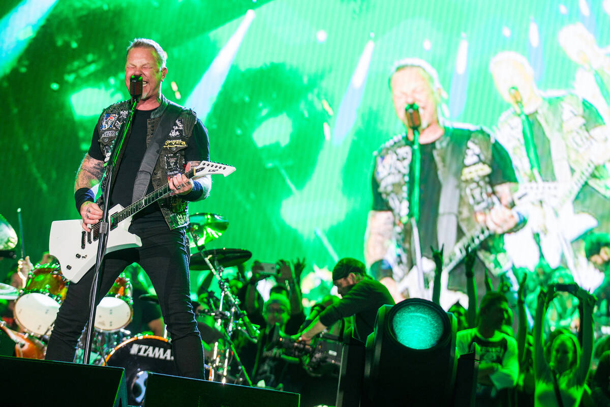 James Hetfield of Metallica performs at the main stage during the Rock in Rio USA music festiva ...