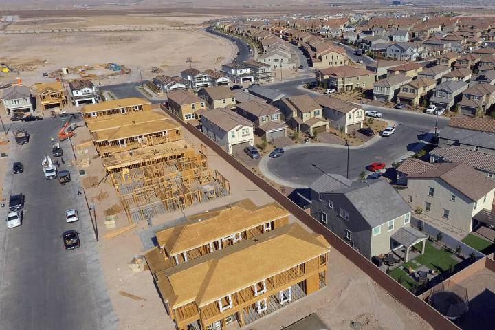 An aerial view of new homes under construction near Democracy Drive and Palindrom Avenue, on Fr ...