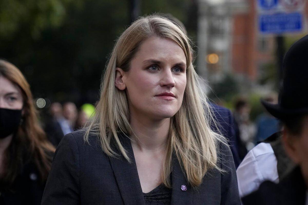 Facebook whistleblower Frances Haugen leaves after giving evidence to the joint committee for t ...
