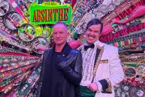 Recording superstar Sting, left, is shown with Gazillionaire after attending "Absinthe" at Caes ...