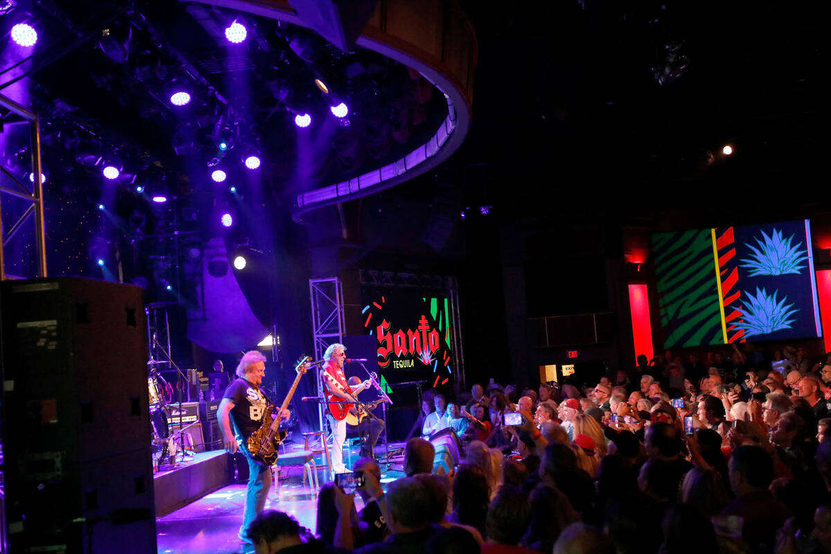 Michael Anthony, left, Sammy Hagar, center, and Vic Johnson, right, perform during Sammy Hagar ...