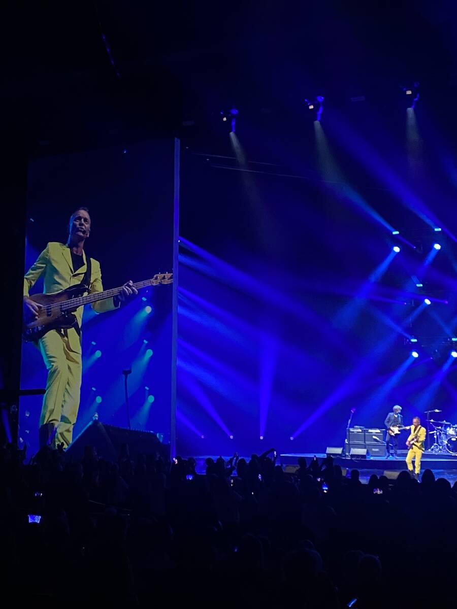 Sting performs during the premiere of "My Songs," his residency show at the Colosseum at Caesar ...