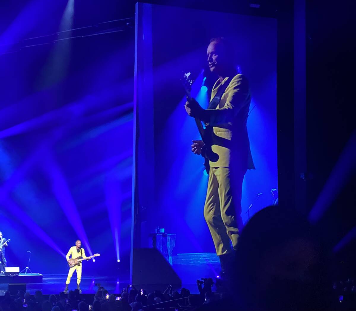 Sting performs during the premiere of "My Songs," his residency show at the Colosseum at Caesar ...