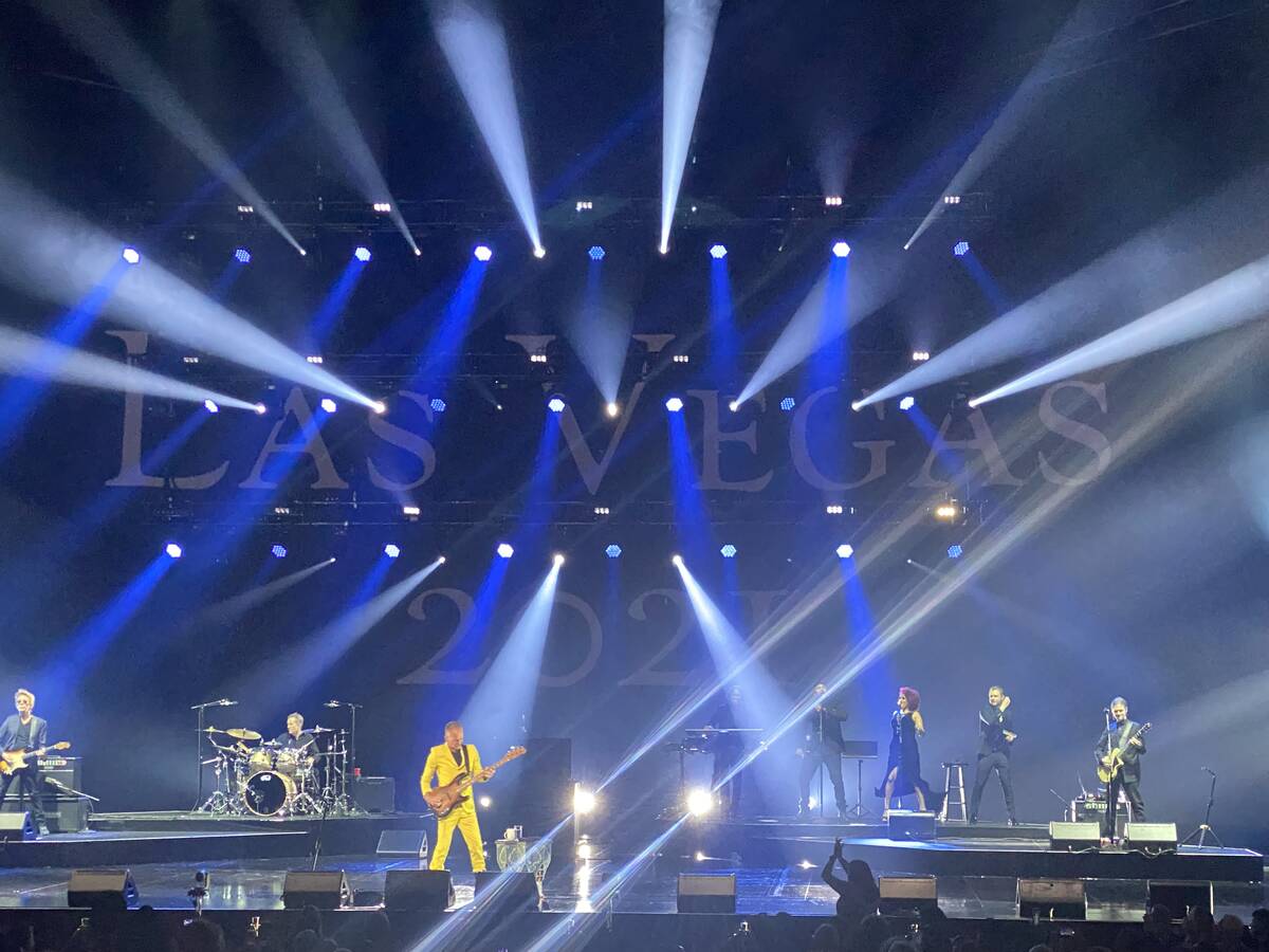 Sting performs during the premiere of "My Songs," his residency show at the Colosseum at Caesar ...