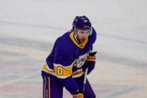 Los Angeles Kings center Michael Amadio (10) plays against the Minnesota Wild during an NHL hoc ...