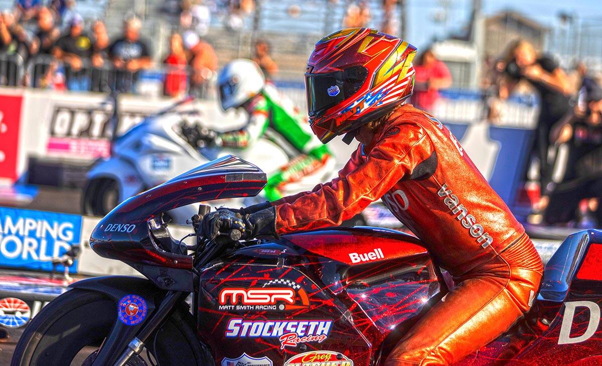 Racers compete during the Dodge//SRT NHRA Nationals at Las Vegas Motor Speedway on Sunday, Oct ...