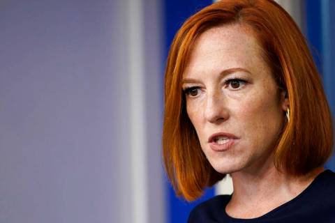 White House press secretary Jen Psaki speaks during the daily briefing at the White House in Wa ...