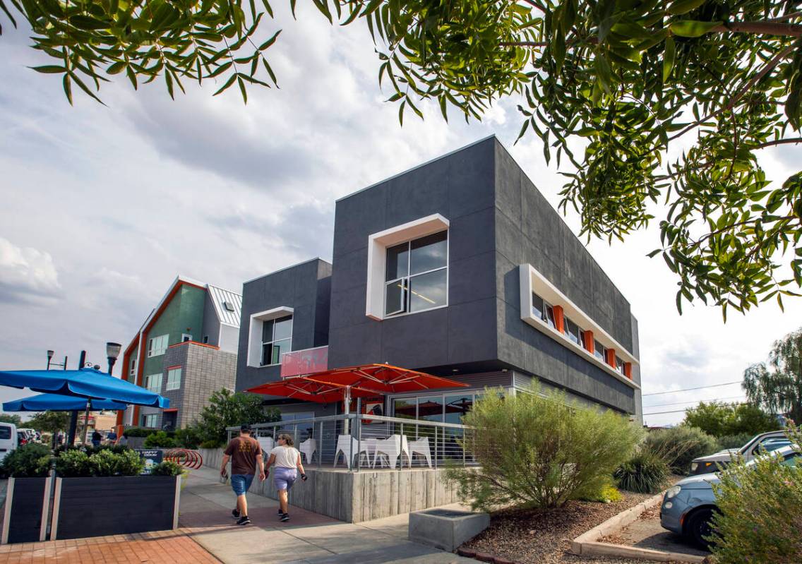 The Public Works Coffee Bar anchors a corner of the small mixed-use complex developed by Windom ...