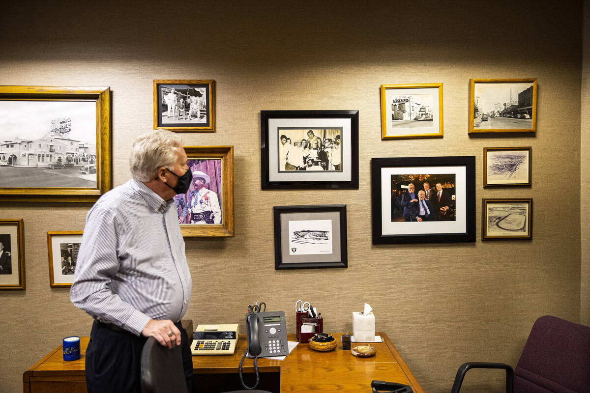 El Cortez Chief Operating Officer Mike Nolan looks at some of the historic images on the wall i ...