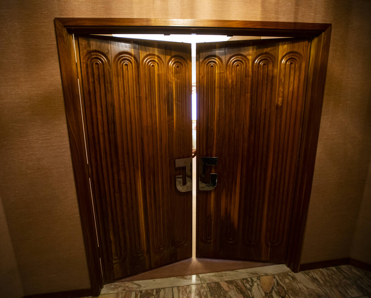 The entrance to the Jackie Gaughan Suite at the El Cortez in downtown Las Vegas on Thursday, No ...
