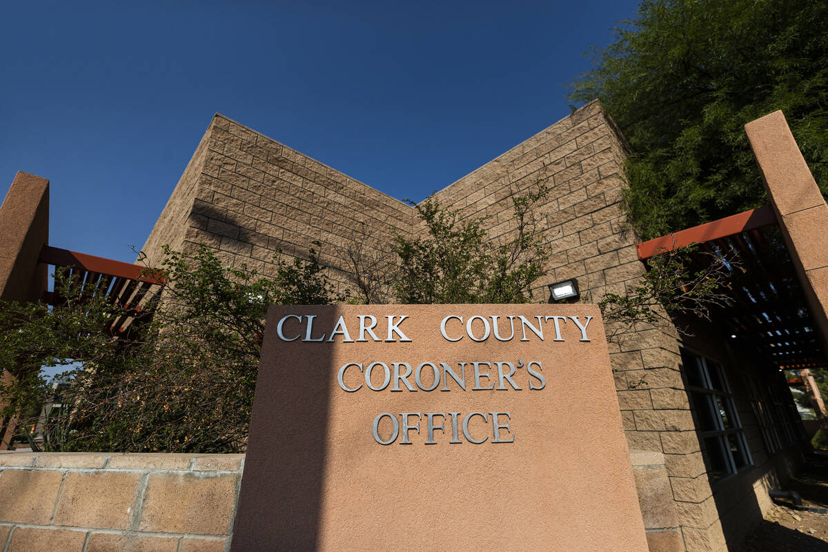 The Clark County Coroner’s office on Monday, Sept. 27, 2021, in Las Vegas. (Benjamin Hag ...