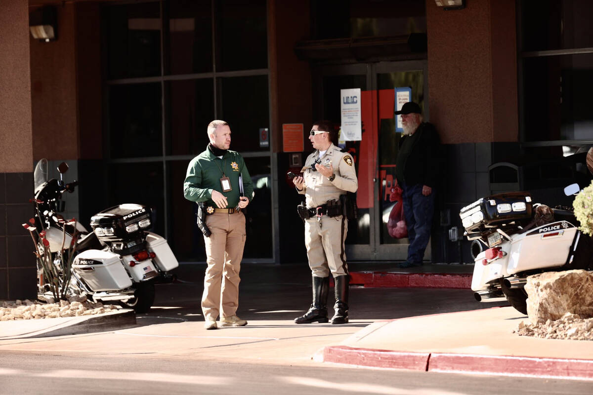 Las Vegas Metropolitan police outside University Medical Center on Tuesday, Nov. 2, 2021, in L ...