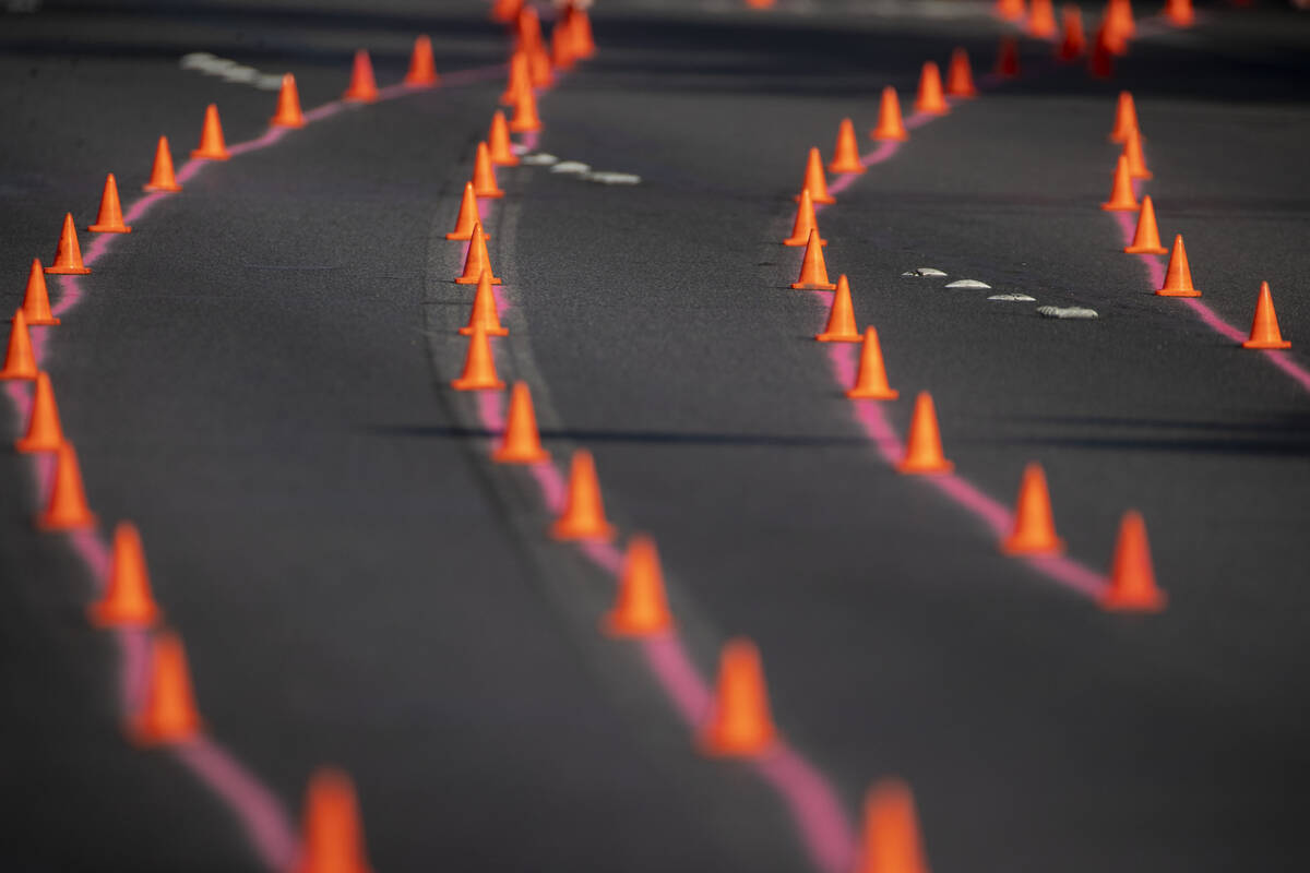 The Las Vegas Metropolitan Police Department investigate a fatal crash near South Rainbow Boule ...