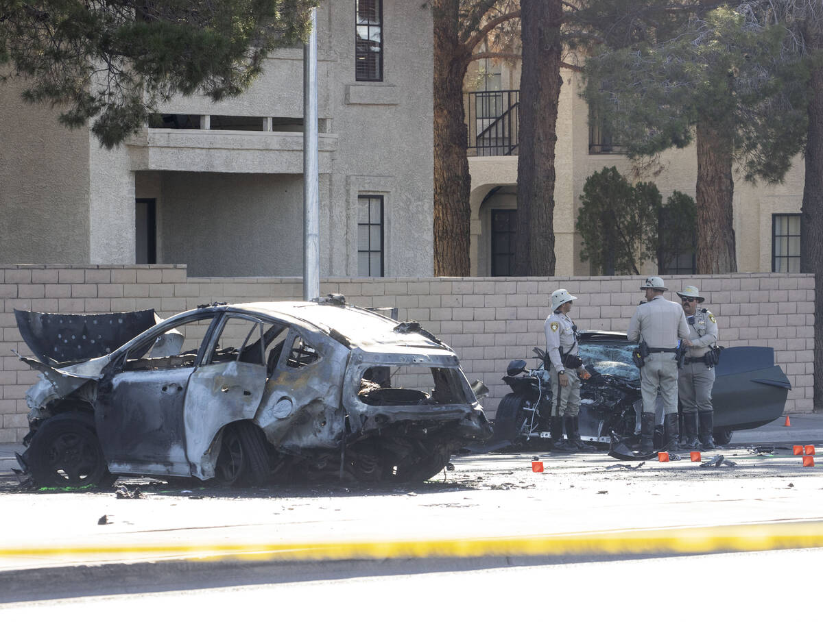 Las Vegas Metropolitan police investigate fatal crash involving two vehicles at South Rainbow B ...
