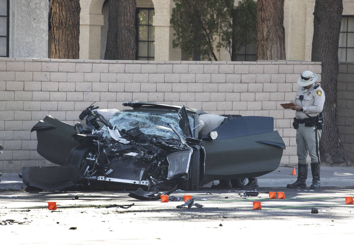 Las Vegas police investigate a fatal crash involving two vehicles at South Rainbow Boulevard an ...