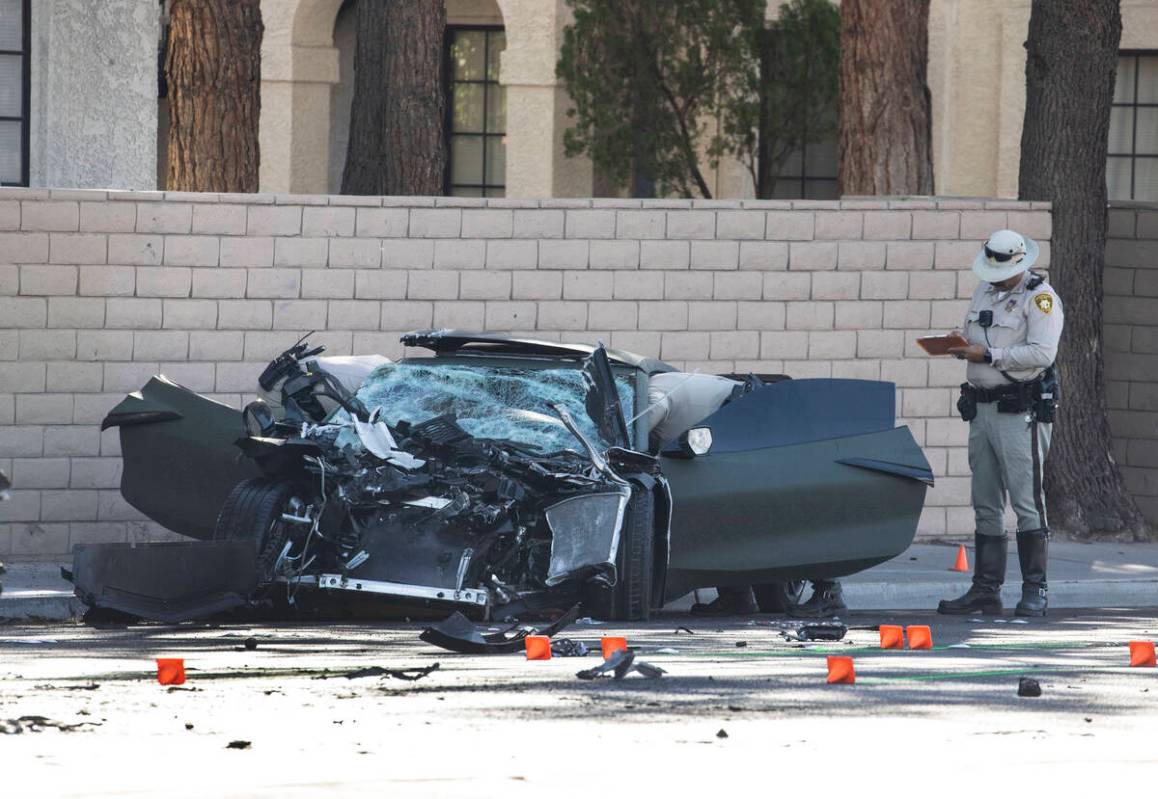 Las Vegas police investigate a fatal crash involving two vehicles at South Rainbow Boulevard an ...