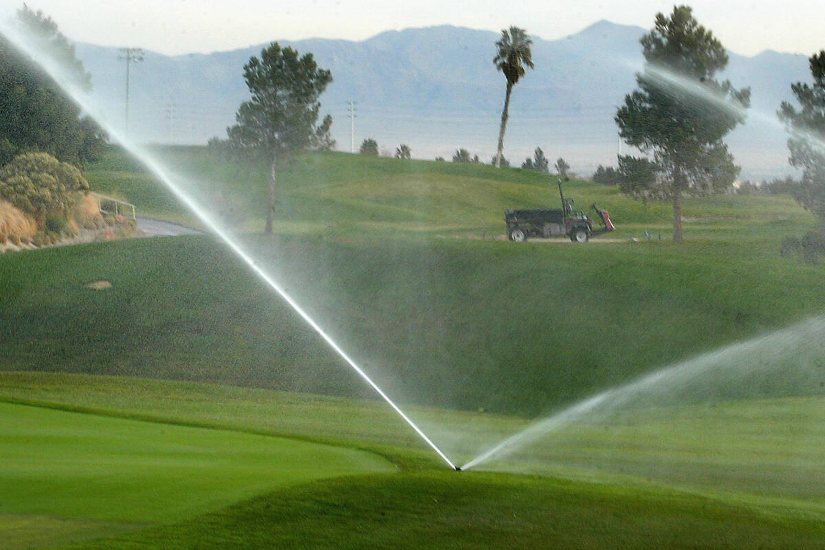 In this 2003 file photo, sprinklers are seen at Angel Park's Palm Golf Course in Las Vegas. New ...