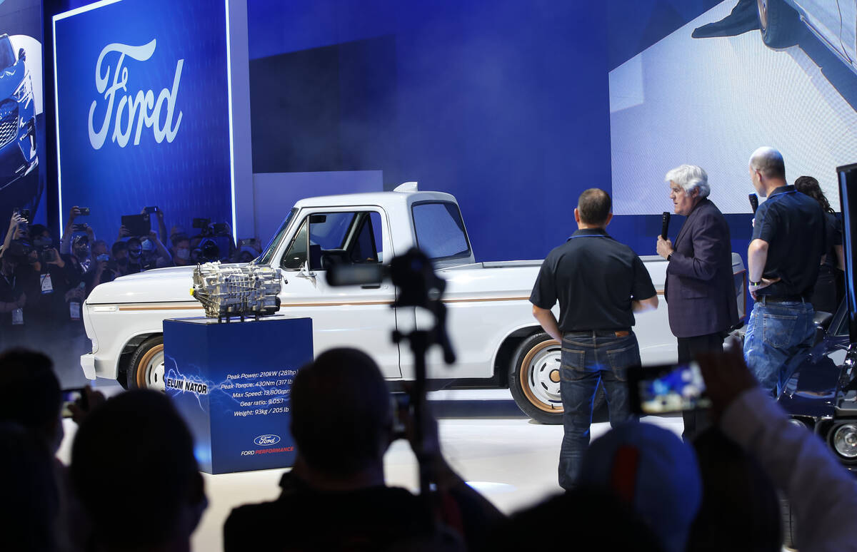 The Eluminator electric crate motor is unveiled by Ford during the Specialty Equipment Market A ...