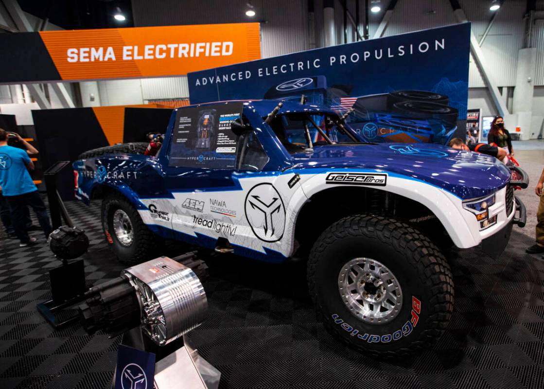 An electric desert race truck from Hypercraft and Geiser Brothers is pictured during the Specia ...