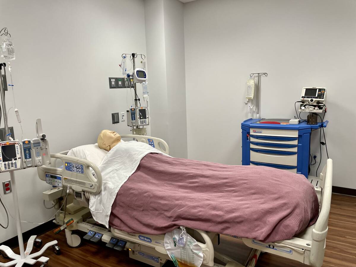 A dummy patient is displayed in a training room at Dignity Health-St. Rose Dominican Hospital o ...